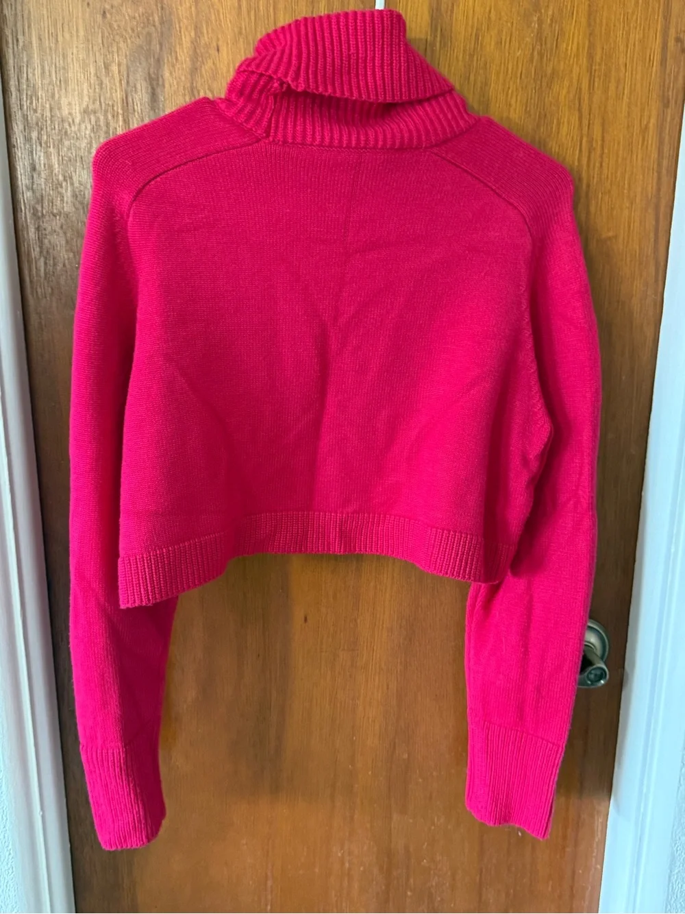ZARA Hot Pink Ribbed Cropped Turtleneck Sweater Size S Fuchsia KnitOption
